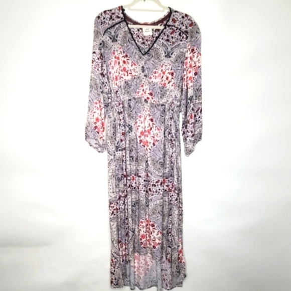 Knox Rose Floral Paisley Print Midi Maxi Dress Size XXL Hi-Low Hem Boho Office - Picture 1 of 15